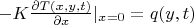 $-K\frac {\partial {T(x,y,t)}} {\partial {x}}|_{x=0}={q(y,t)}$