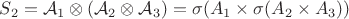 $ S_2= \mathcal{A}_1 \otimes (\mathcal{A}_2 \otimes \mathcal{A}_3 )=\sigma(A_1\times \sigma(A_2\times A_3))$