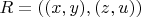 $R=((x,y),(z,u)) $