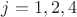 $j=1, 2, 4$
