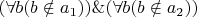 $(\forall b(b\notin a_1))\&(\forall b(b\notin a_2))$