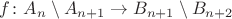 $f\colon A_{n} \setminus A_{n + 1}\to B_{n + 1} \setminus B_{n + 2}$