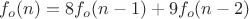 $f_o(n)=8f_o(n-1)+9f_o(n-2)$