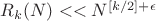 $R_k(N)<<N^{[k/2]+\epsilon}$