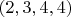 $(2,3,4,4)$
