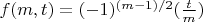 $f(m,t)=(-1)^{(m-1)/2}(\frac{t}{m})$