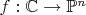 $f:\mathbb C\to \mathbb P^n$