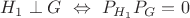 $H_1\perp G\ \Leftrightarrow\ P_{H_1}P_G=0$