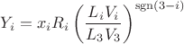 $Y_i=x_iR_i\left(\dfrac{L_iV_i}{L_3V_3}\right)^{\operatorname{sgn} (3-i)}$