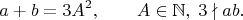 $$
a+b=3A^{2},\qquad A\in\mathbb N,\;3\nmid ab.
$$