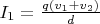 $I_1=\frac{q(v_1+v_2)}{d}$