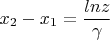 $$ x_2 - x_1 = \frac {ln z} {\gamma} $$