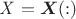 $\mathit{X}=\boldsymbol{X}(:)$ $\mathit{X}=\boldsymbol{X}(:)$