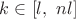 $k \in [l,~nl]$