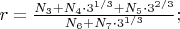 $r=\frac{N_3+N_4\cdot 3^{1/3}+N_5\cdot 3^{2/3}}{N_6+N_7\cdot 3^{1/3}};$
