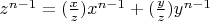 $z^{n-1}=(\frac{x}{z})x^{n-1}+(\frac{y}{z})y^{n-1}$