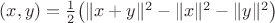 $(x,y)=\frac12\big(\|x+y\|^2-\|x\|^2-\|y\|^2\big)$