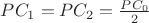 $PC_1=PC_2=\frac{PC_0}{2}$