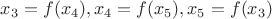 $x_3=f(x_4),x_4=f(x_5),x_5=f(x_3)$ $x_3=f(x_4),x_4=f(x_5),x_5=f(x_3)$