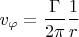 $$v_\varphi=\frac{\Gamma}{2\pi}\frac{1}{r}$$