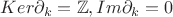 $Ker\partial_{k}=\mathbb{Z}, Im\partial_{k}=0}$