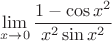 $$\lim_{x \to 0} \frac{1 - \cos x^2}{x^2 \sin x^2}
$$
