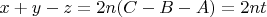 $x+y-z=2n(C-B-A)=2nt$
