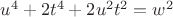 $u^4+2t^4+2u^2t^2=w^2$