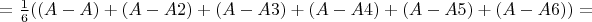 $=\frac{1}{6}((A-A)+(A-A2)+(A-A3)+(A-A4)+(A-A5)+(A-A6))=$