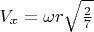 $V_x=\omega r\sqrt{\frac{2}{7}}$