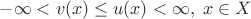 $ -\infty < v(x) \le u(x) < \infty,\; x\in X$