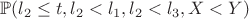 $\mathbb{P}(l_2 \leq t, l_2 < l_1, l_2 < l_3, X < Y)$