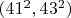 $(41^2, 43^2)$