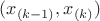 $(x_{(k-1)}, x_{(k)})$