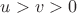 $u>v>0$