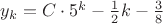 $y_{k}=C\cdot5^k-\frac{1}{2}k-\frac{3}{8}$