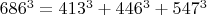 $686^3=413^3+446^3+547^3$