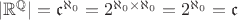 $|\mathbb R^{\mathbb Q}|=\mathfrak c^{\aleph_0}=2^{\aleph_0\times \aleph_0}=2^{\aleph_0}=\mathfrak c$