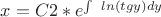 $x = C2 * e^{\int\ ln (tgy)  dy}$