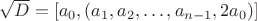 $\sqrt{D} = [a_0, (a_1, a_2, \ldots, a_{n-1}, 2a_0)]$