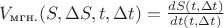 $V_\text{мгн.} (S,\Delta S,t,\Delta t) = \frac {dS(t,\Delta t)}{dt(t,\Delta t)}$