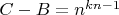$C-B=n^{kn-1}$