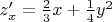 $z'_x=\frac{2}{3}x+\frac{1}{4}y^2$