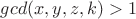 $gcd(x,y,z,k)>1$