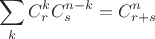 $$\sum\limits_k C_r^k C_s^{n-k} = C_{r+s}^n$$