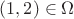 $(1, 2) \in \Omega$