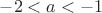 $-2<a<-1$