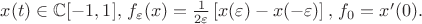 $x(t)\in\mathbb C[-1,1],\,f_\varepsilon(x)=\frac{1}{2\varepsilon}\left[x(\varepsilon)-x(-\varepsilon)\right],\,f_0=x'(0).$