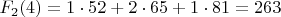 $F_{2}(4)=1\cdot52+2\cdot65+1\cdot81=263$