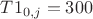 $T1_{0,j}=300$